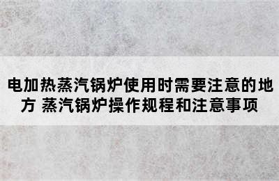 电加热蒸汽锅炉使用时需要注意的地方 蒸汽锅炉操作规程和注意事项